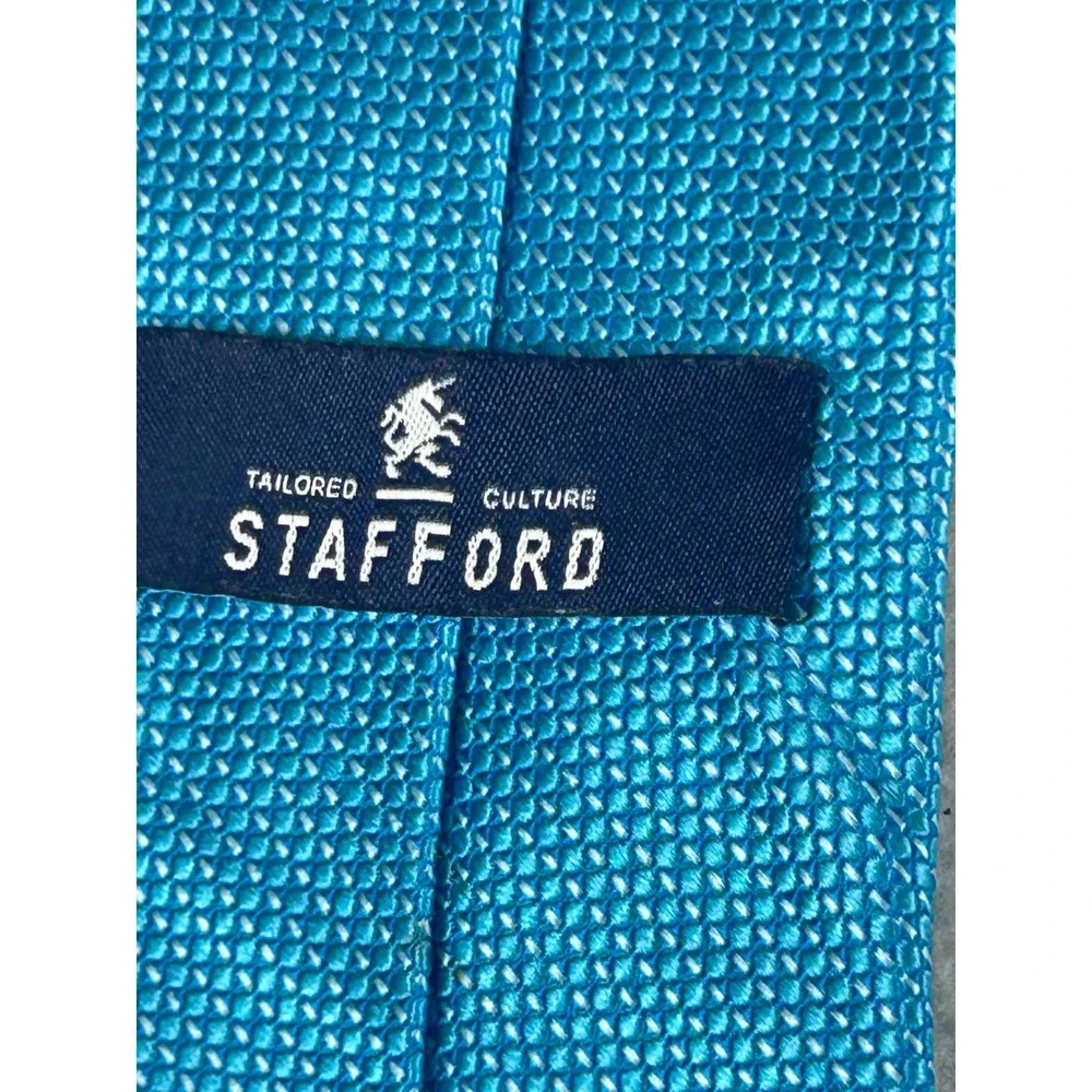 Stafford Necktie Mens One Size Teal Blue Textured Silk Business Professional